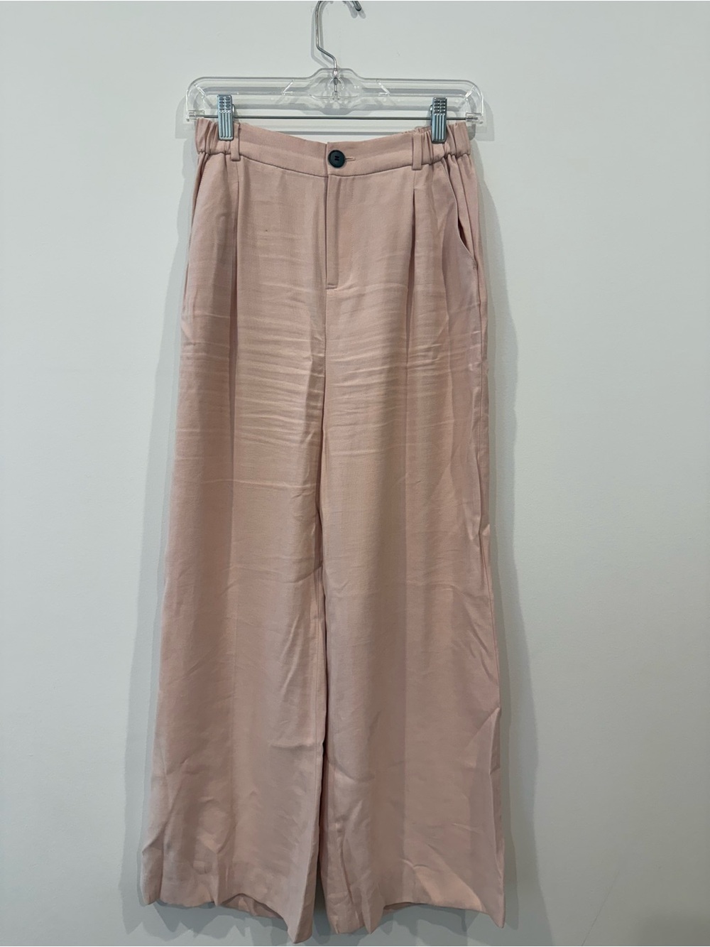 Wide-Leg High-Rise Pink Trousers